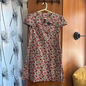 Trollied Dolly Retro Floral Keyhole Cutout Tie-Back Tea Dress Size M/L